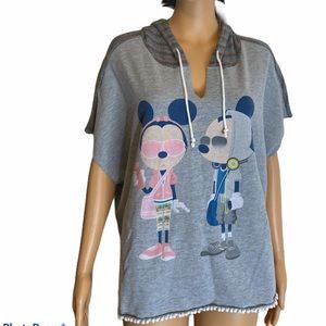 Disney Boutique Knitted Multicolor Sleeveless Mickey Minnie Mouse Hooded Top
